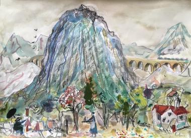 Cezanne Paints Mont Saint Victoire with Train 